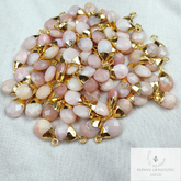 Natural Pink Opal Connectors, Electroplated Charm Connector, Necklace Connector, Faceted Pear Shape Connector, Gift Making Charms, Gift